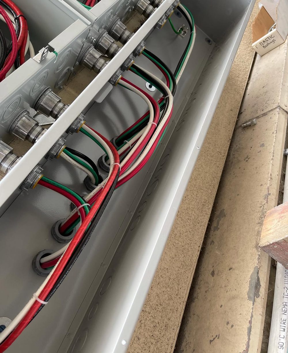 Wireway with feeders neatly routed to each meter
